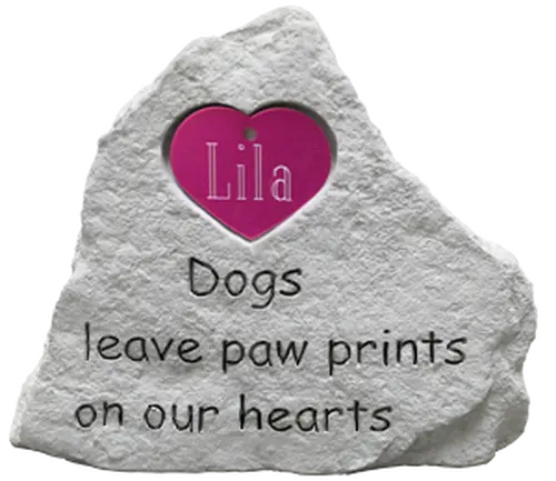 Memorial Stone Heart - Dog Paw Prints